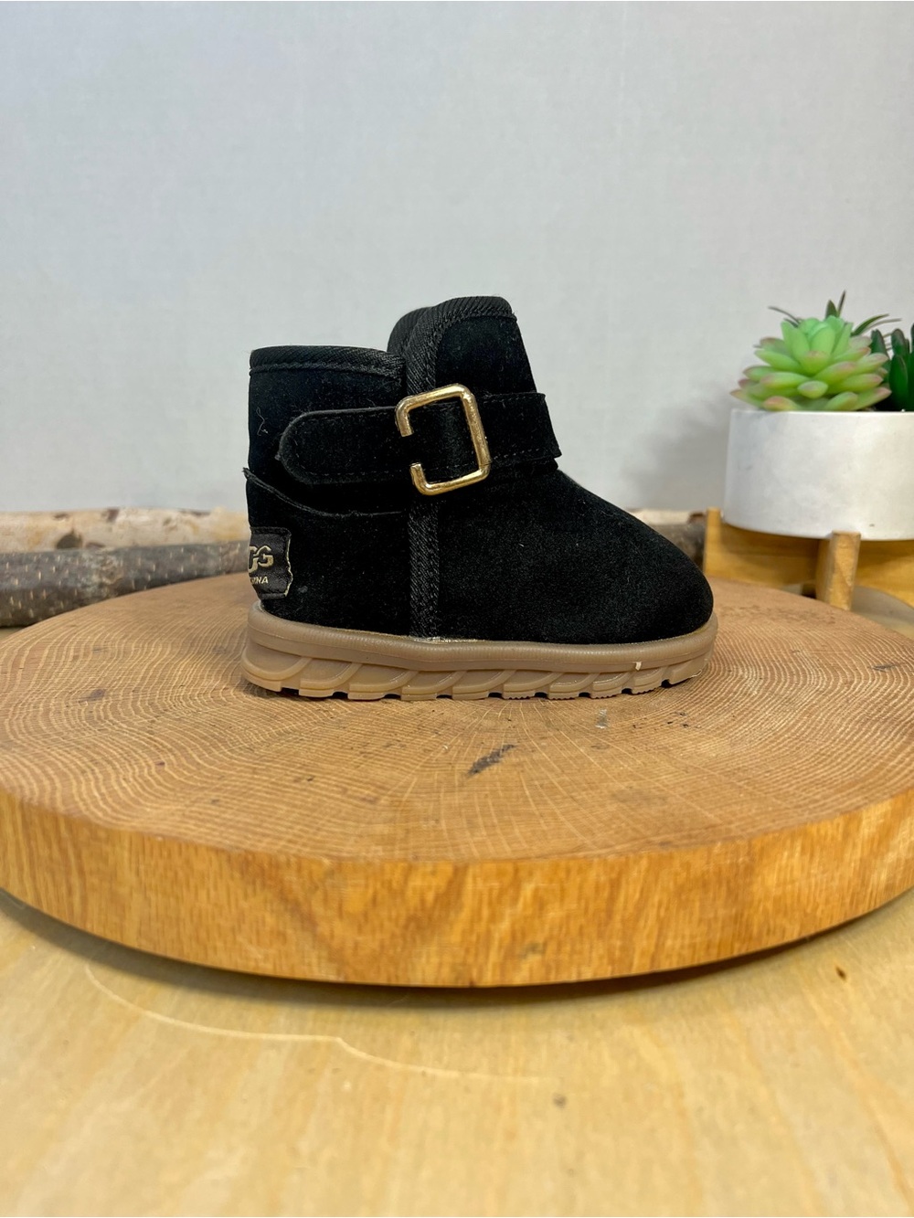 Kids Black Suede Ankle Boots with Buckle size 5.5 infant